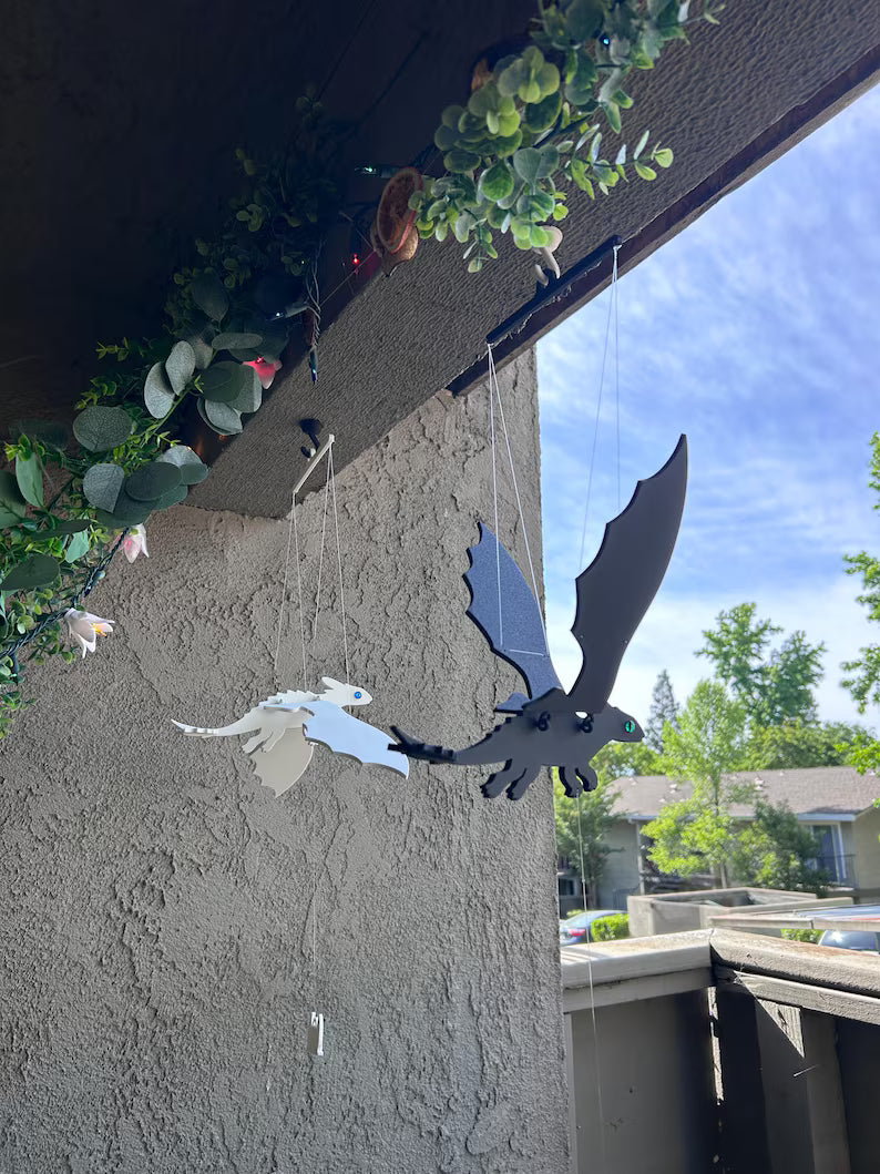 NEW EDITION — Black & White Flying Dragons (Set of 2)