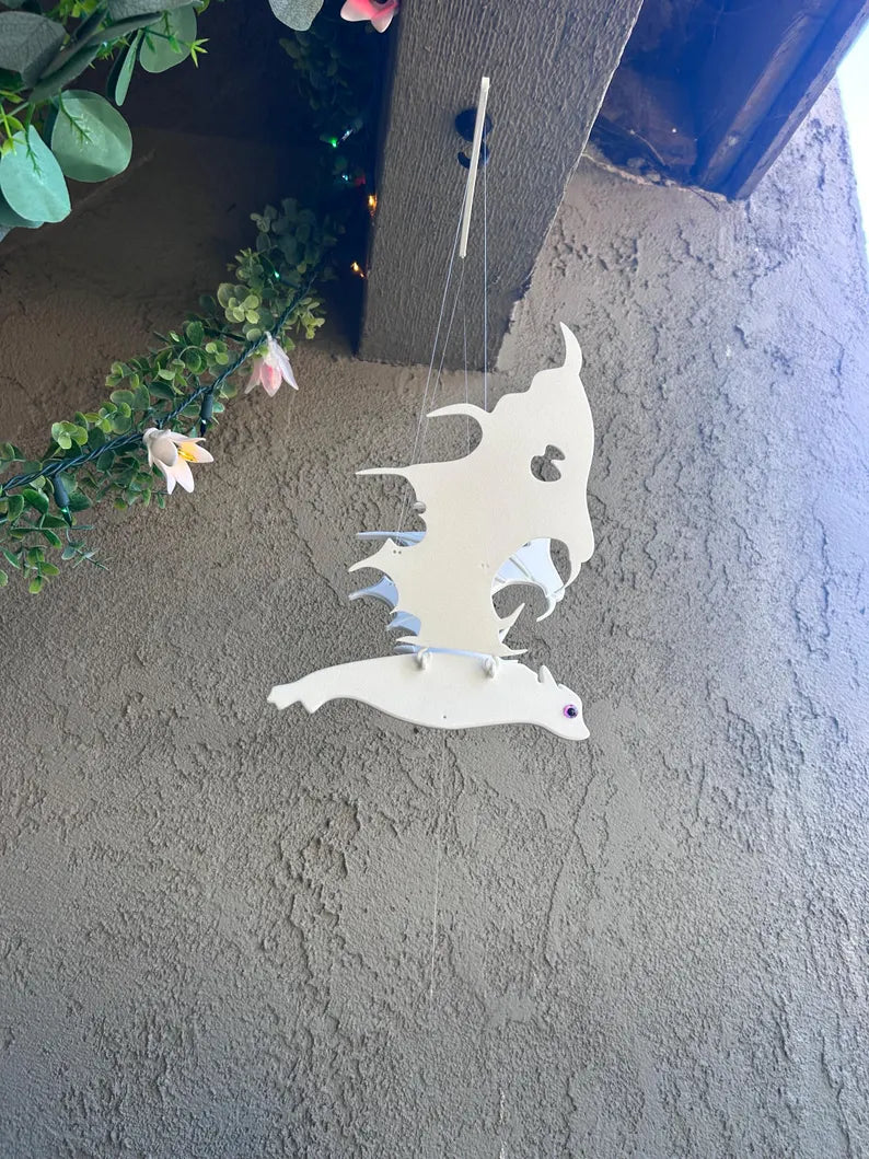 Flying White Bat — Hanging Magical Mobile