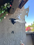 Flying Bat Duo — Black & White Hanging Halloween Mobile Set