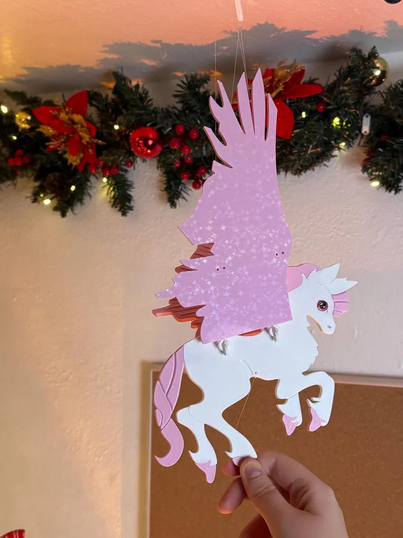 Flying Pegasus with Pink Wings – Floating Hanging Mobile