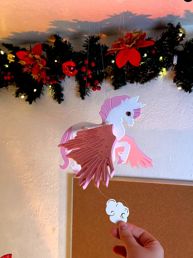 Flying Pegasus with Pink Wings – Floating Hanging Mobile