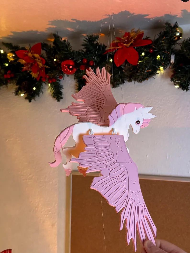 Flying Pegasus with Pink Wings – Floating Hanging Mobile