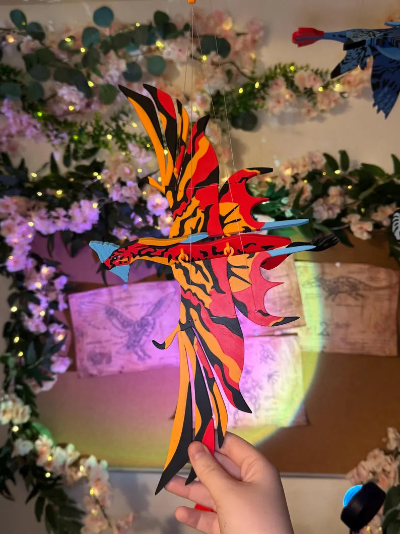 Crimson Sky Hunter – Flying Fantasy Predator Hanging Mobile