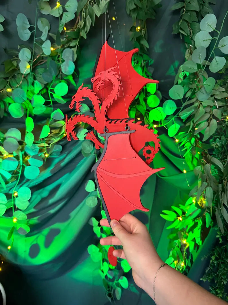 Flying Three-Headed Dragon – Fantasy Hanging Mobile