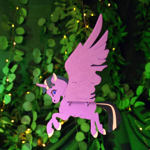 Flying Alicorn – Magical Pony Hanging Mobile with Star Counterweight