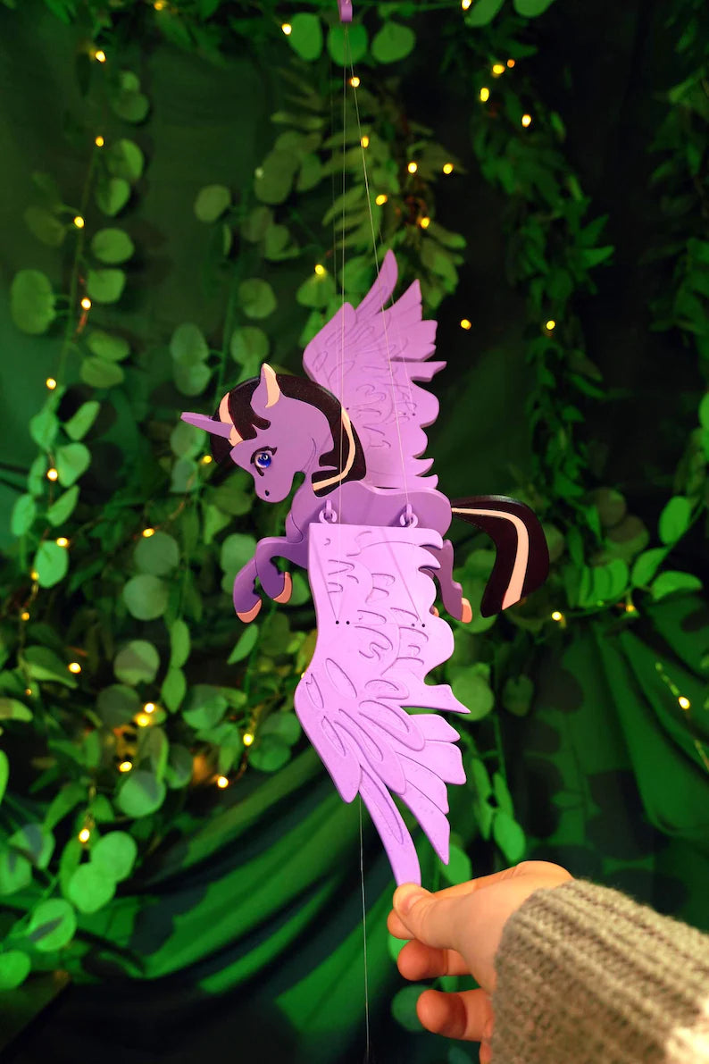 Flying Alicorn – Magical Pony Hanging Mobile with Star Counterweight
