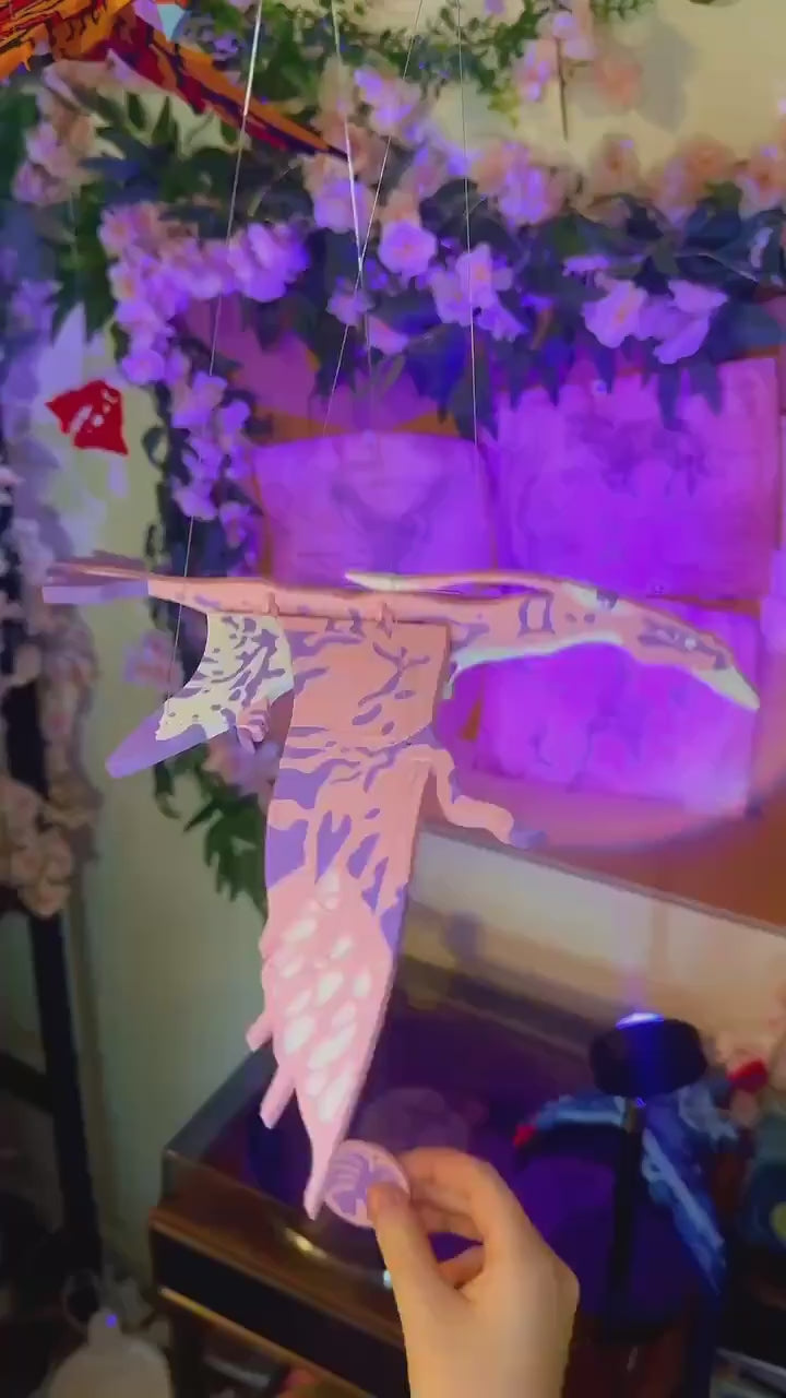 Flying Alien Sky Creature – Pink & Purple Fantasy Hanging Mobile