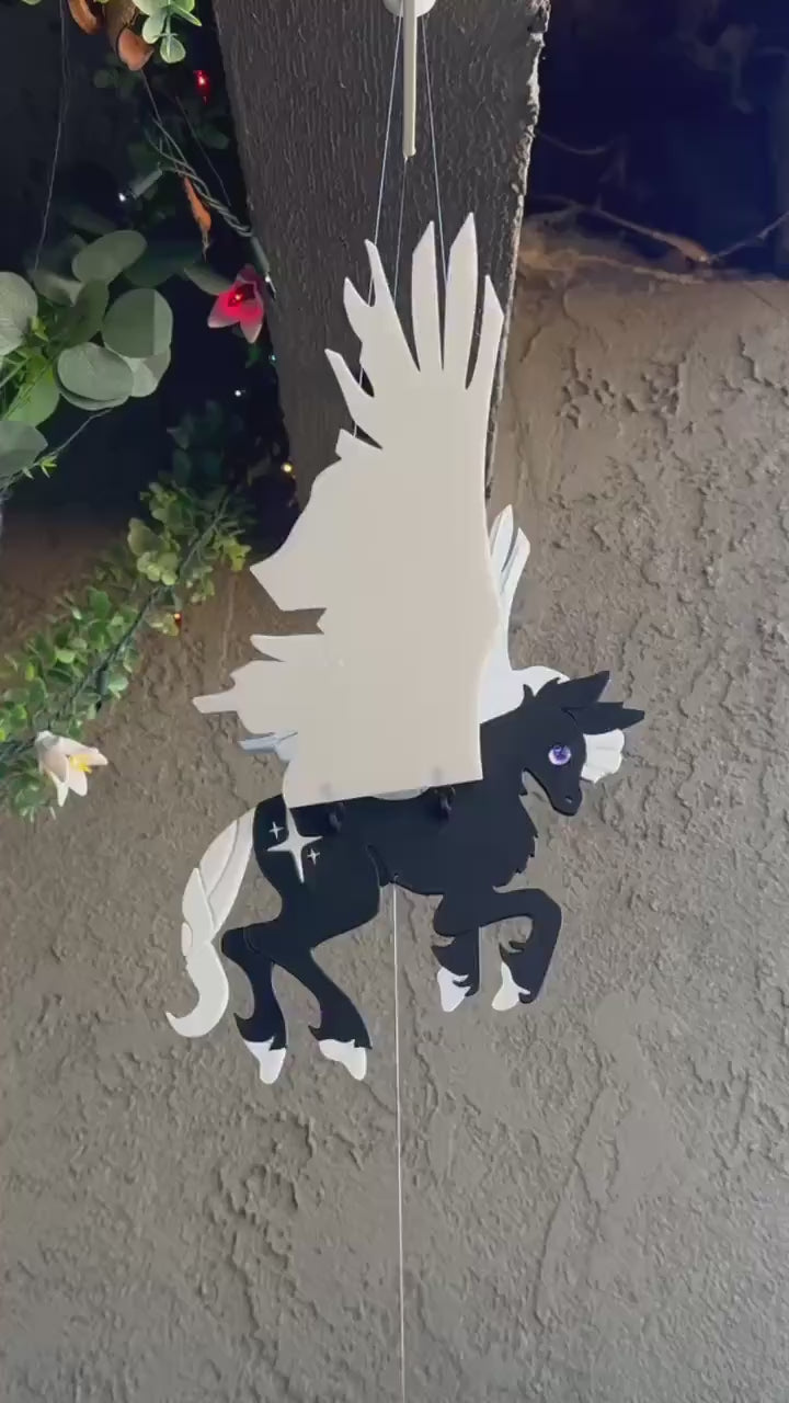 Night Sky Pegasus – Black and White Flying Mobile