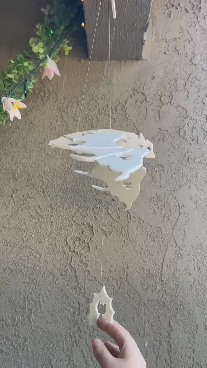 Flying White Bat — Hanging Magical Mobile
