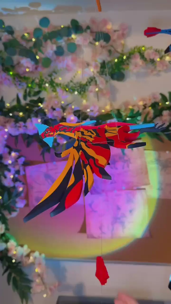 Crimson Sky Hunter – Flying Fantasy Predator Hanging Mobile