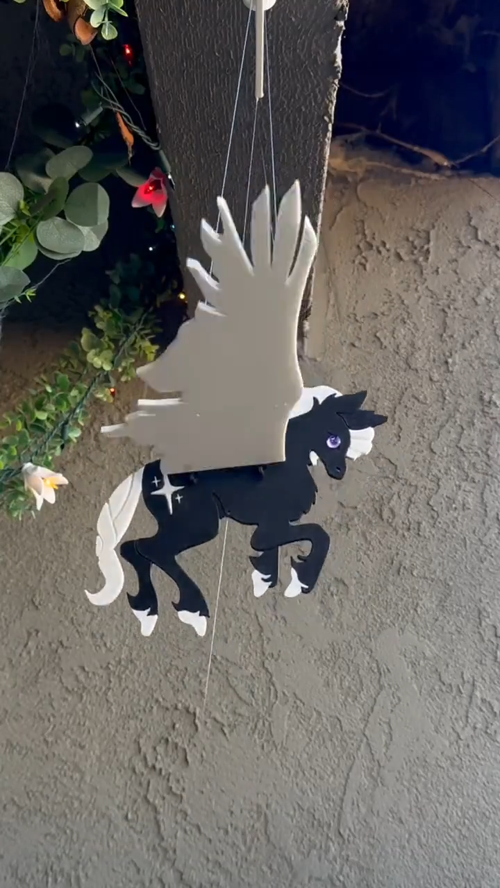 Night Sky Pegasus – Black and White Flying Mobile